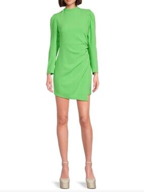 A.L.C. High-Neck Mini Dress in Bright Green
